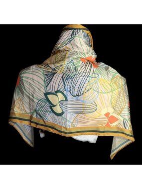 Alida Boer Multicolor Floral Scarf 35"x17" Artful Design